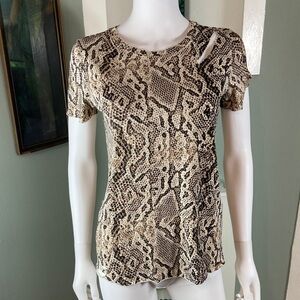Nwt new Philanthropy Snake Print Short Sleeve Top t shirt blouse tee XSmall xs